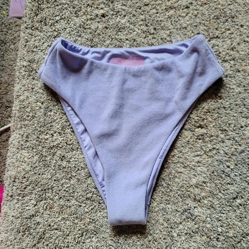 Victorias Secret Lavender Terry Cloth High Waist Bikini Bottom Small Purple